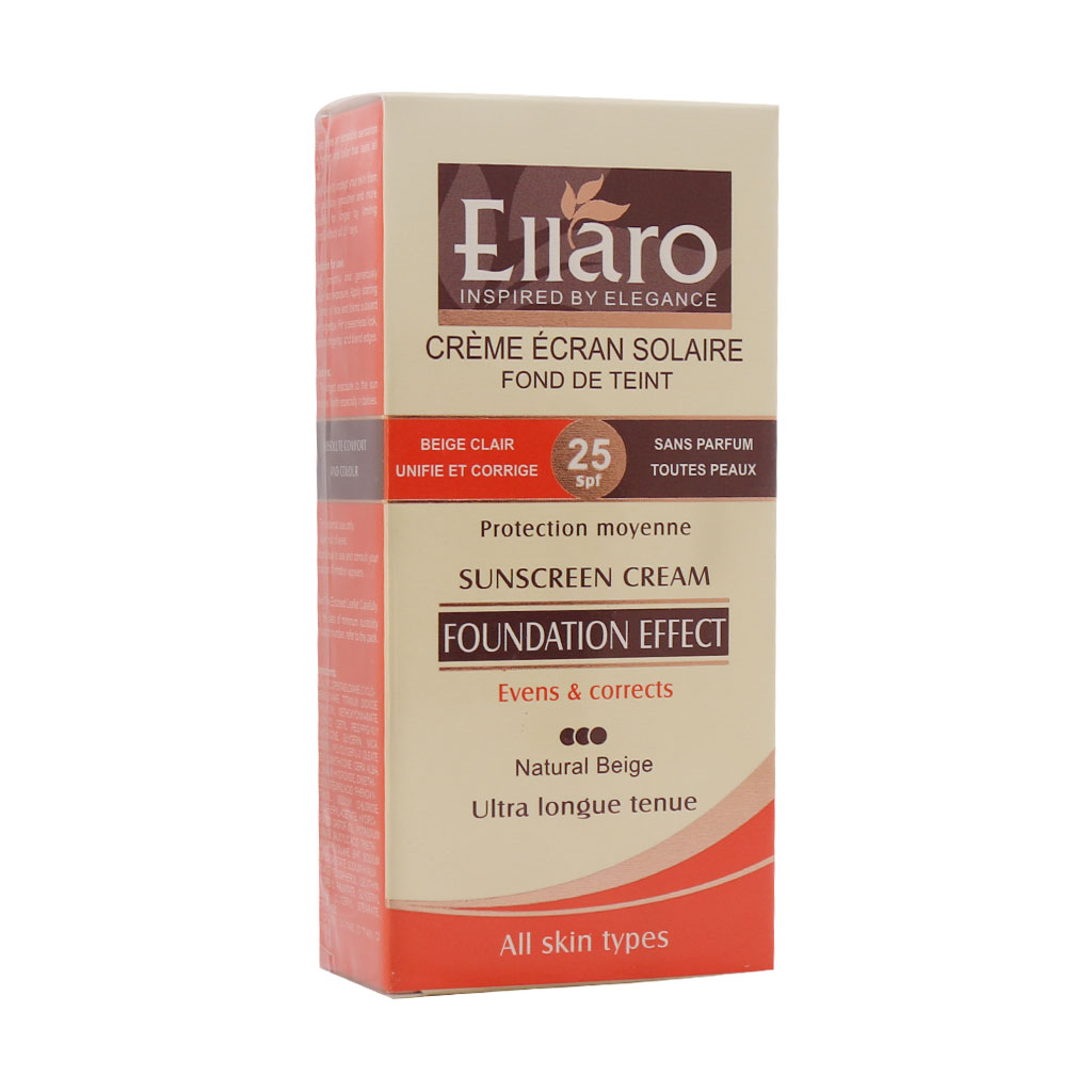 کرم ضد آفتاب با پوشش کرم پودر SPF 25 ( بژ روشن ) الارو LIGHT BEIGE EVENS AND CORRECTS SUNSCREEN CREAM ELLARO