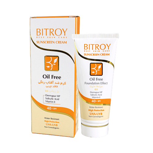 کرم ضدآفتاب فاقد چربی بژ روشن SPF40 بیتروی SUNSCREEN CREAM OIL FREE SPF 40+ BITROY