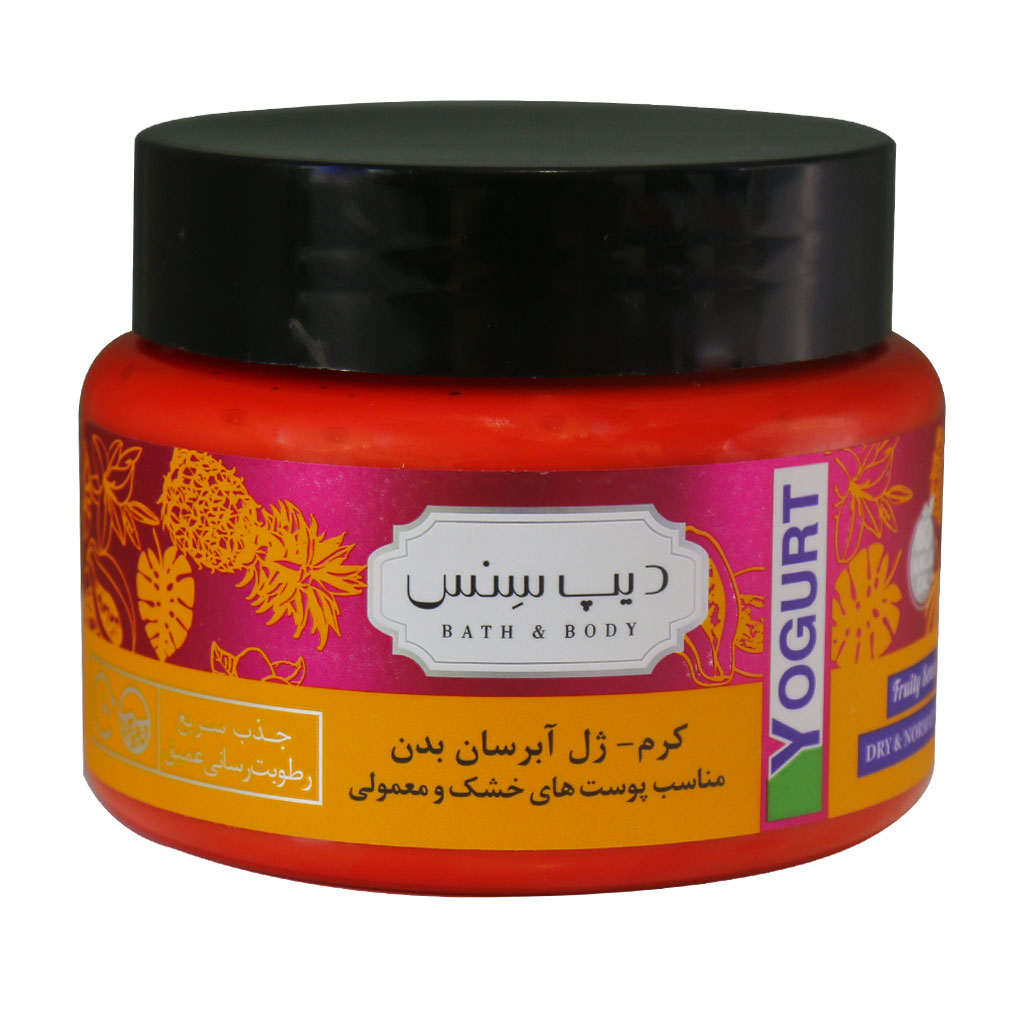 کرم ژل آبرسان بدن پوست خشک و معمولی دیپ دسنس  TROPICAL FRUITS BODY YOGURT DEEP SENSE