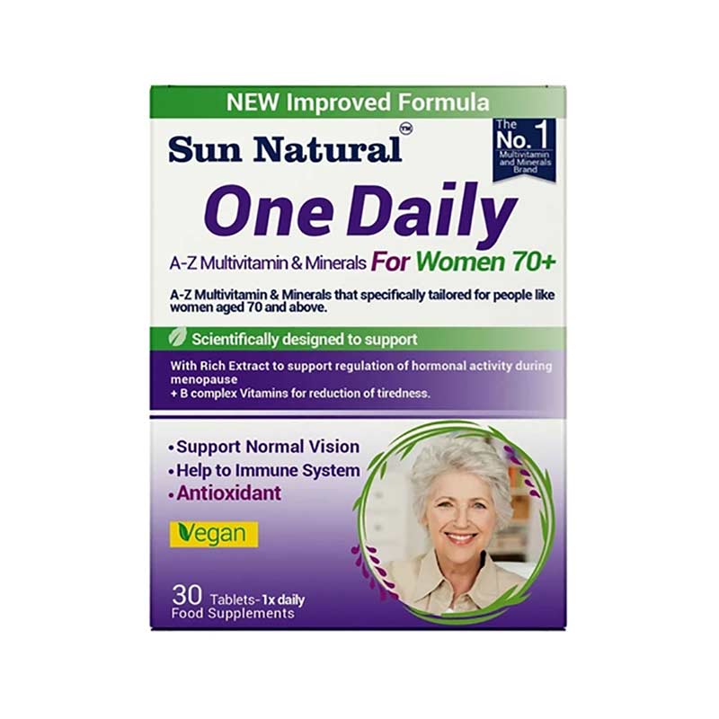 قرص مولتی ویتامین وان دیلی بانوان بالای ۷۰ سال سان نچرال ۳۰ عدد SUN NATRUAL ONE DAILY FOR WOMEN UP ۷۰ YEARS ۳۰ TABLETS