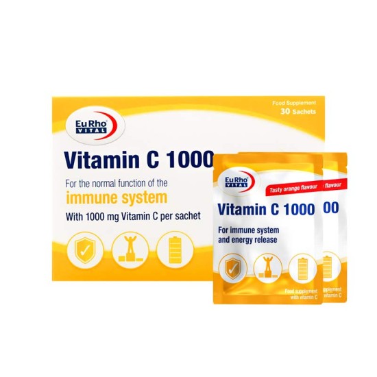 ساشه ویتامین ث 1000 یوروویتال 30 تایی EURHOVITAL VITAMIN C 1000