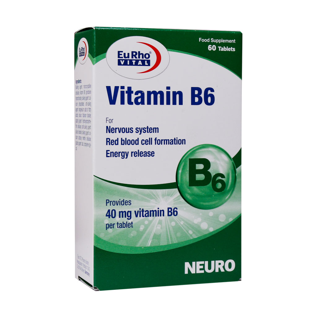 قرص ویتامین B۶ یوروویتال ۶۰ عدد EURHO VITAL VITAMIN B۶ ۶۰ TABLETS