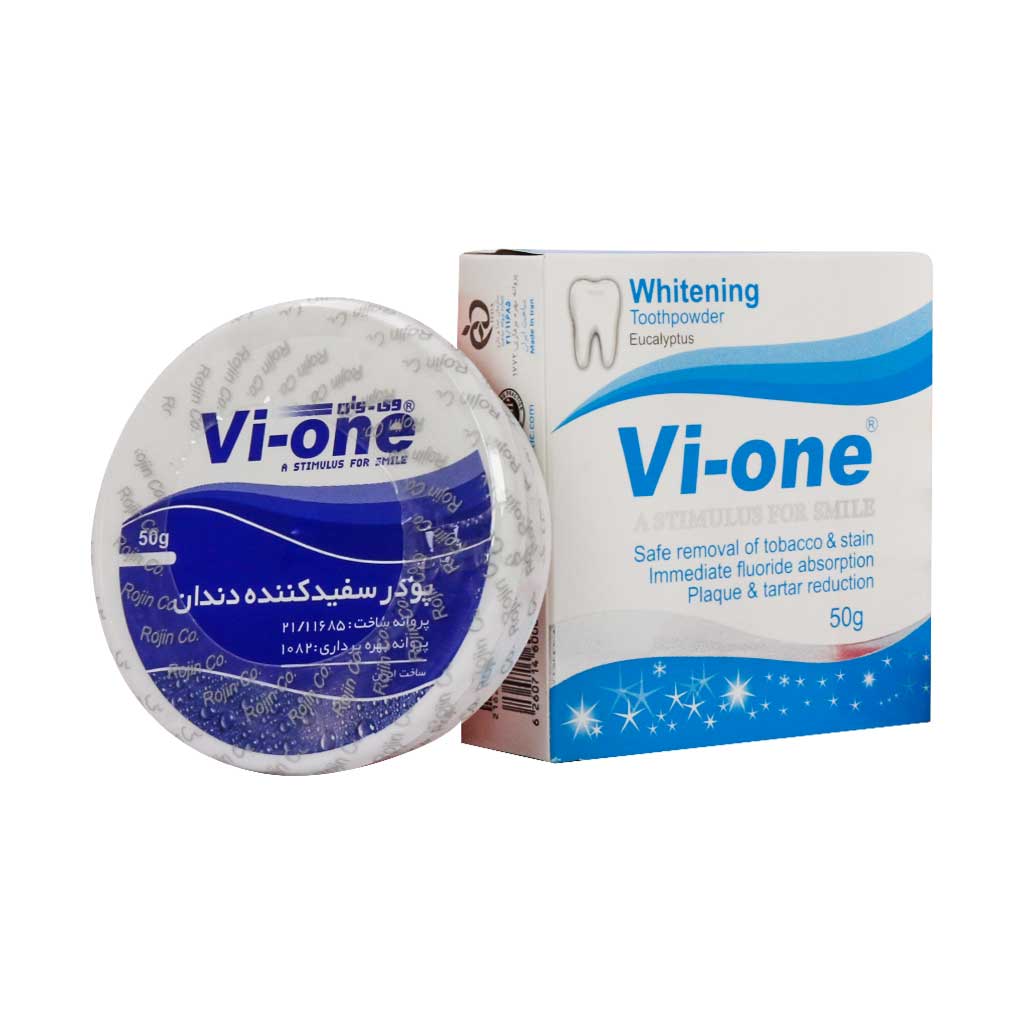 پودر سفید کننده دندان اکالیپتوس وی وان ۵۰ گرم VI-ONE WHITENING TOOTHPOWDER EUCALYPTUS ۵۰ G