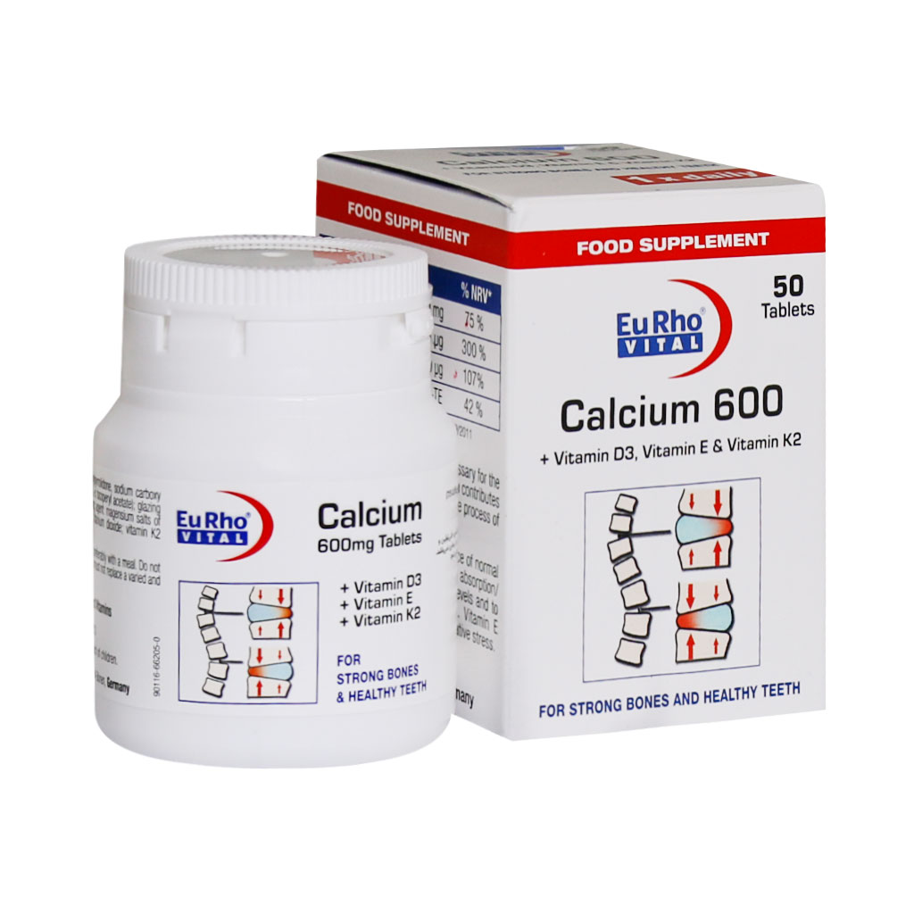 قرص کلسیم و ویتامین D3 یوروویتال 50 عددی EURHOVITAL CALCIUM 600 MG AND VITAMIN D3