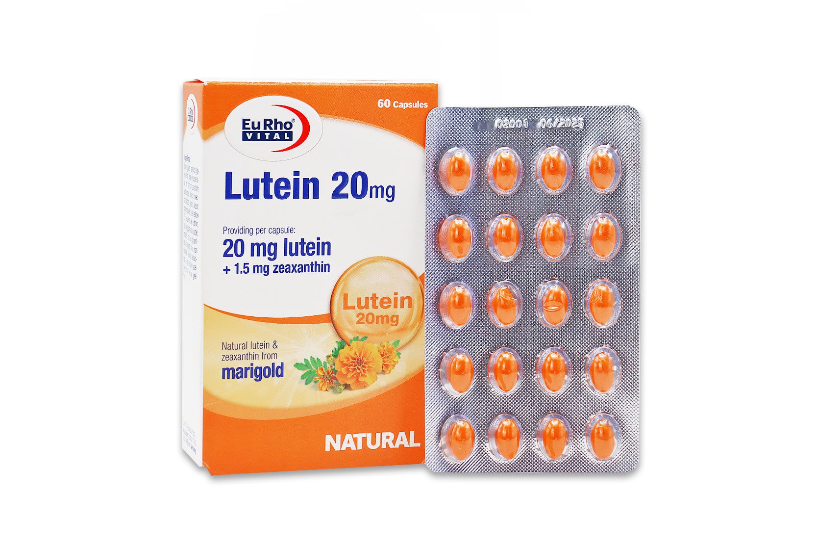 لوتئین یوروویتال 20 میلی گرم 60 عددی EURHO VITAL LUTEIN 20 MG